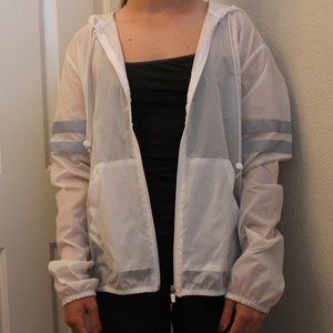 White Windbreaker with Silver Detail